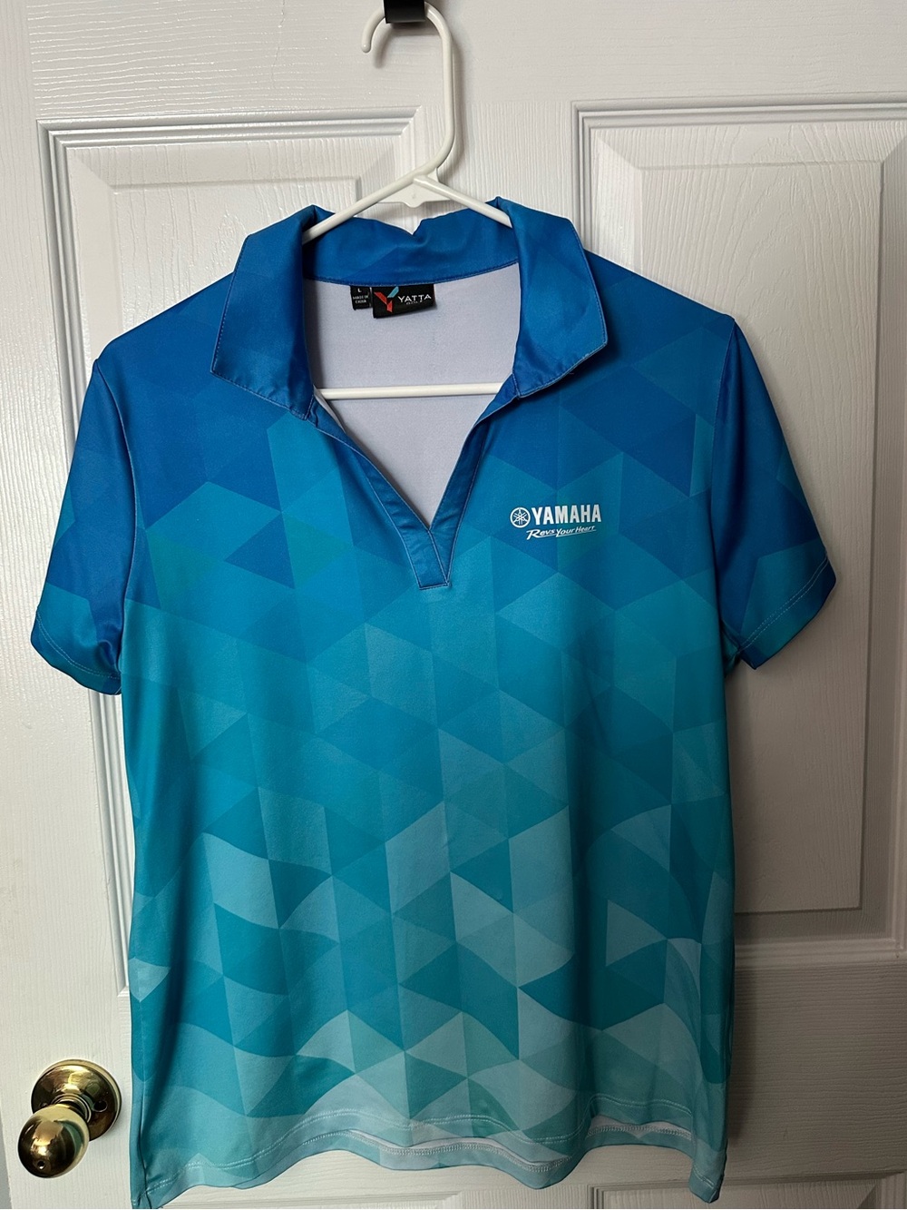 Yamaha Teal and Blue Geometric Logo Tee